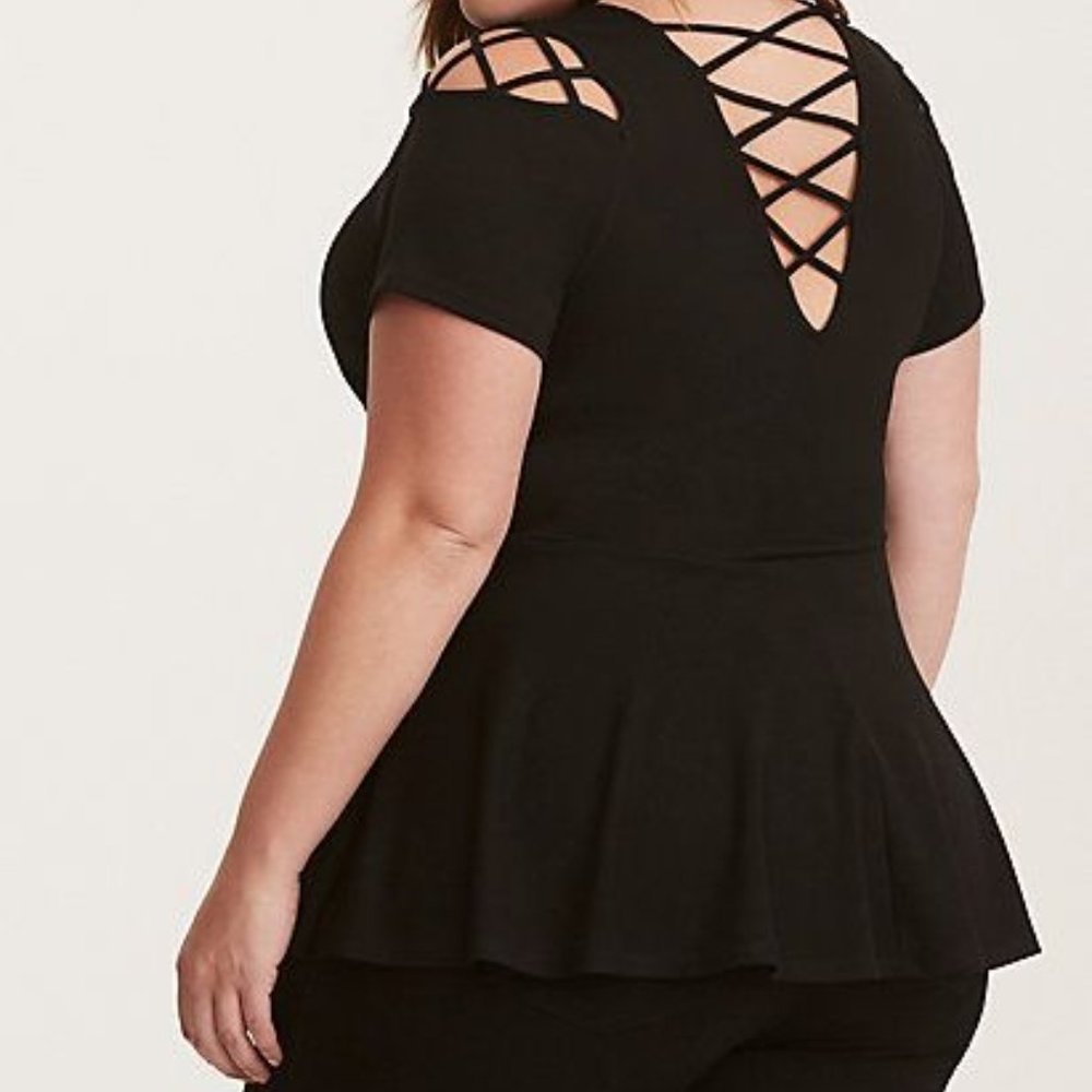 Torrid Strappy Black Peplum top